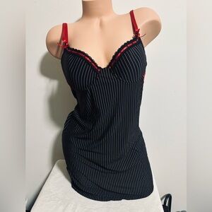 Chic Black and Red Striped Chemise